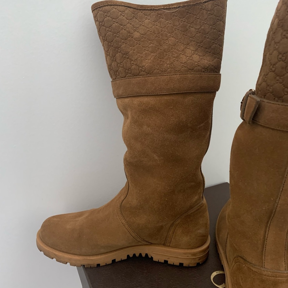 Brown Suede GG monogram Boots - Picture 10 of 15